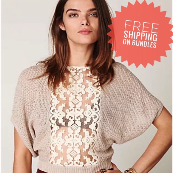 Free People Sweaters - Free People Goldie’s Lurex Swit Lace Sqeater Top